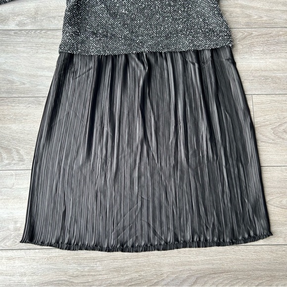 Just Living Long Sleeve Mixed  Media Pleated Satin Dress - Picture 7 of 14